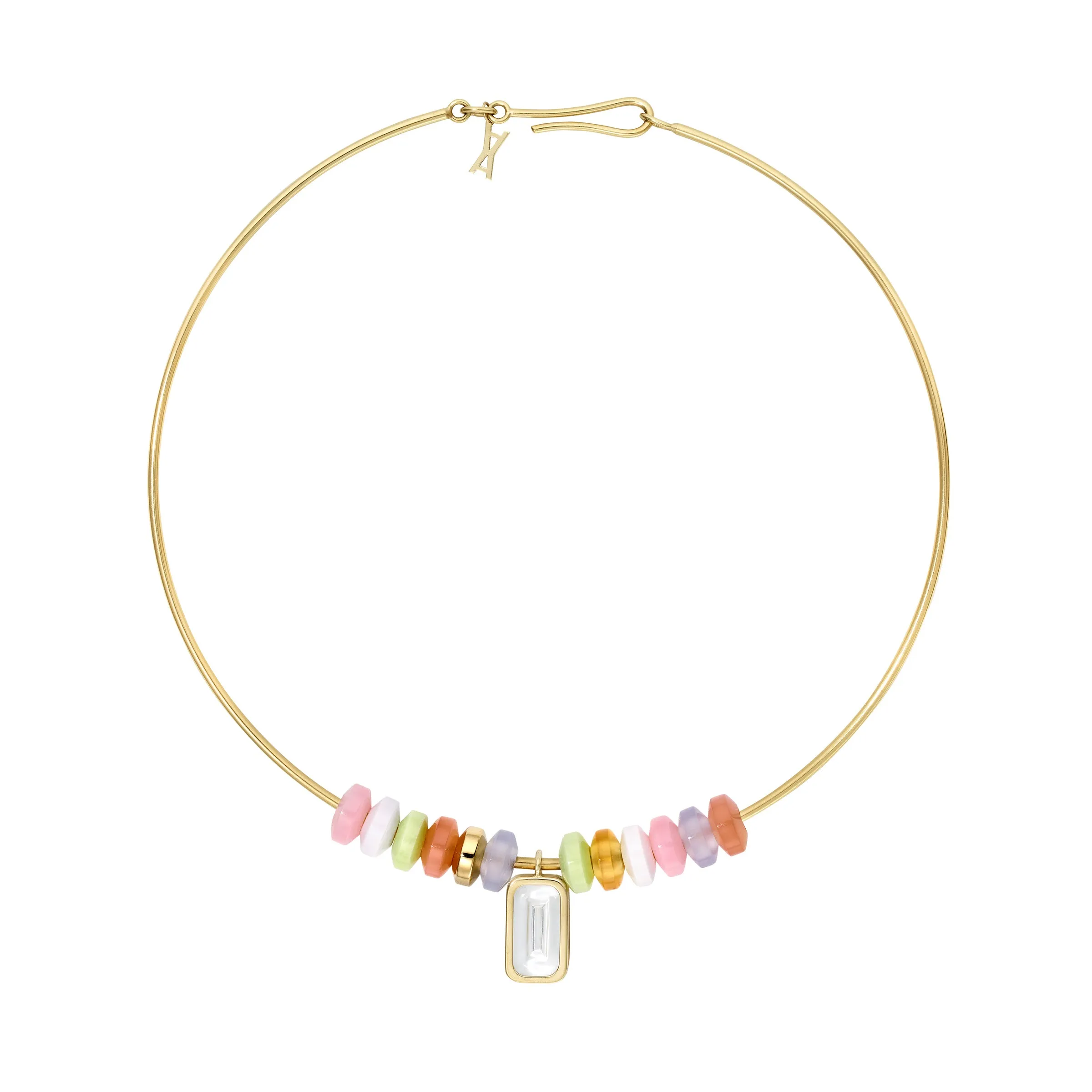 Pfefferminz choker mint yellow gold with rock crystal and candy beads