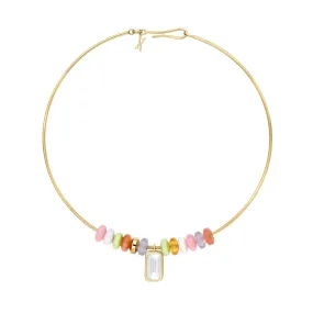 Pfefferminz choker mint yellow gold with rock crystal and candy beads