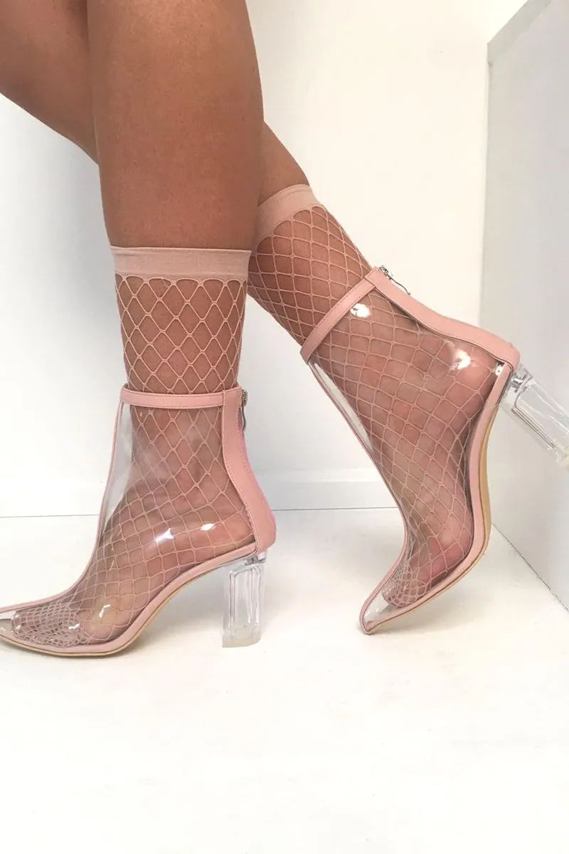 Pink Clear Ankle Boots - Gita