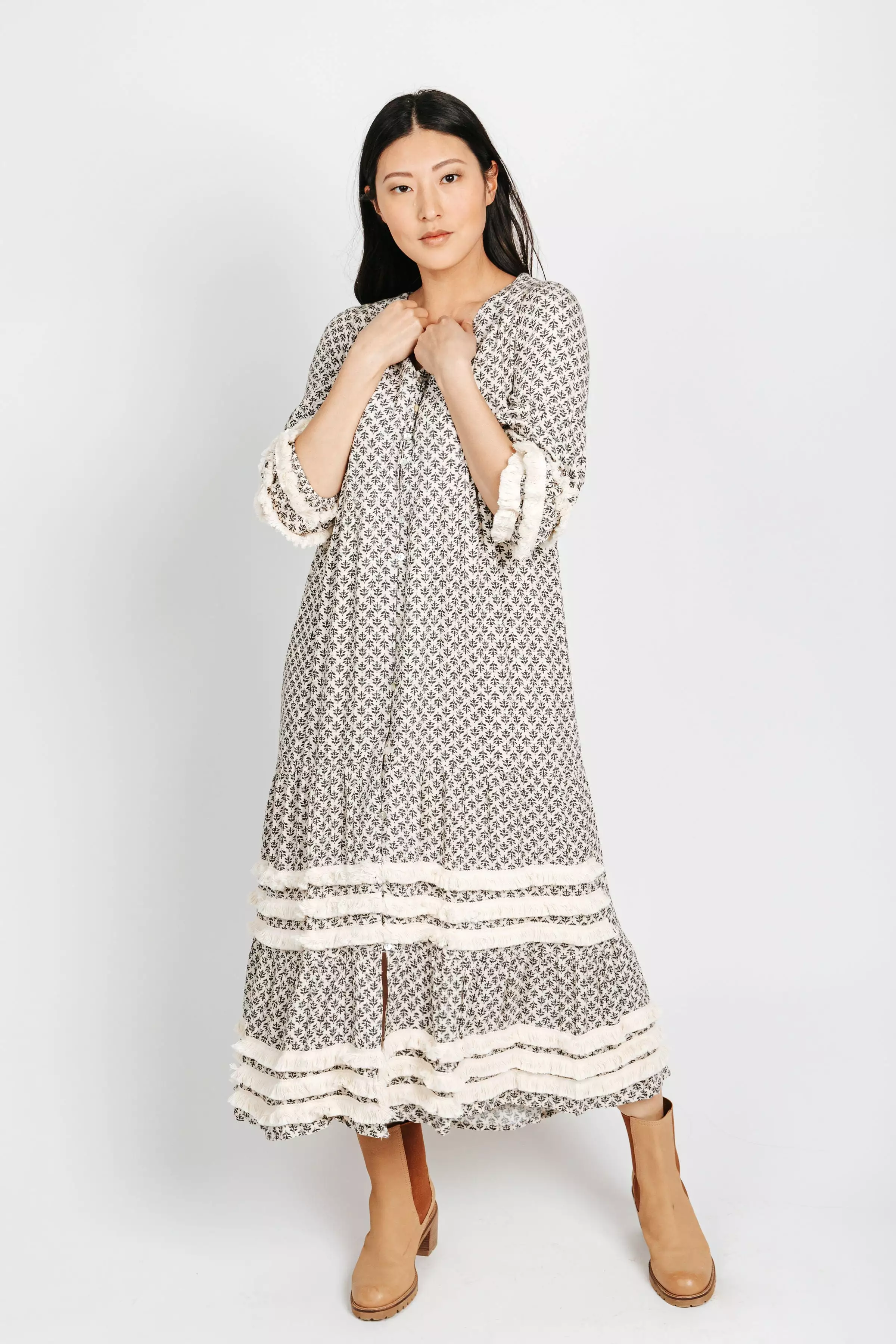 Piper & Scoot: The Soho Fringe Maxi Dress in Cream