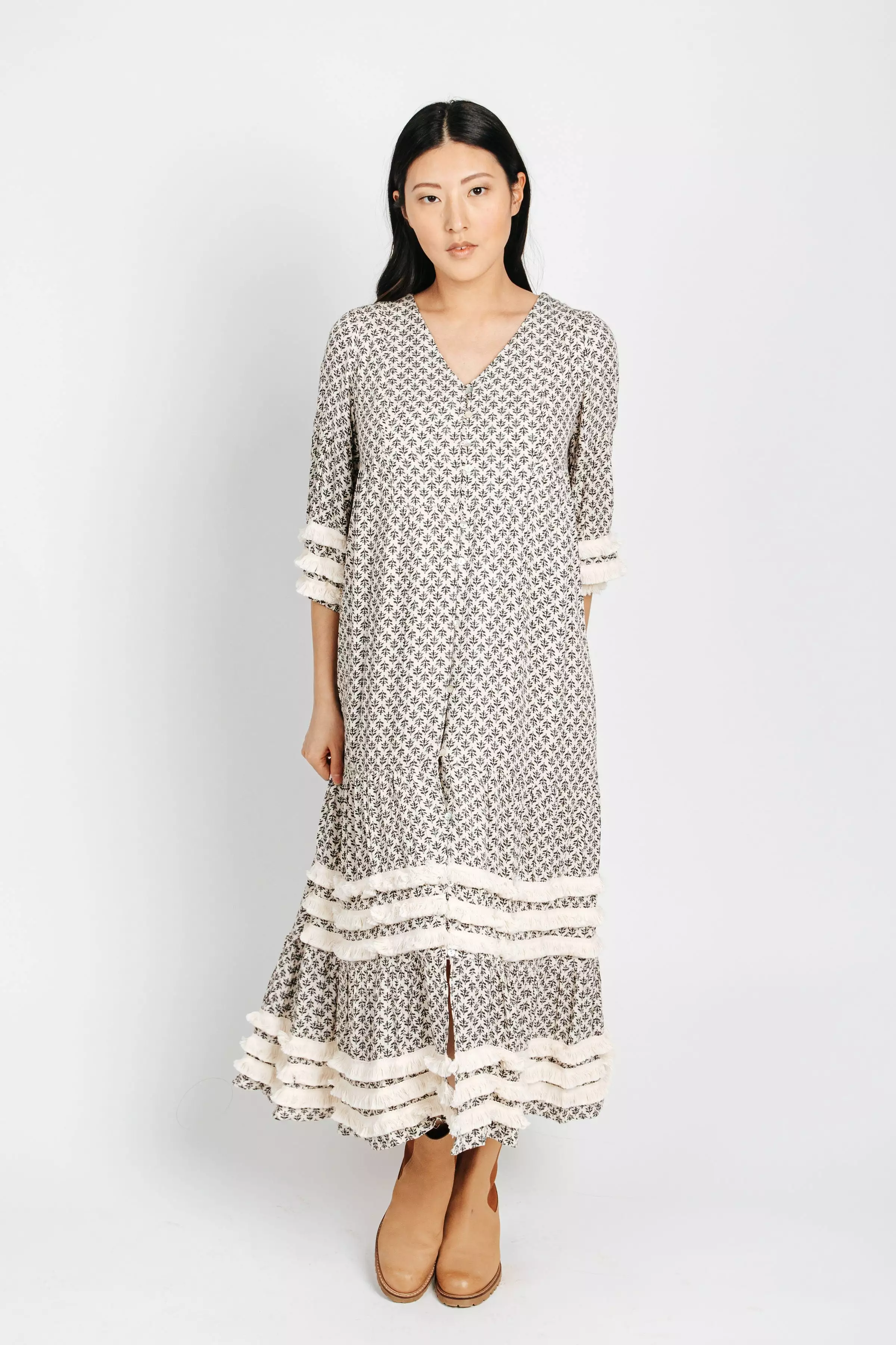 Piper & Scoot: The Soho Fringe Maxi Dress in Cream