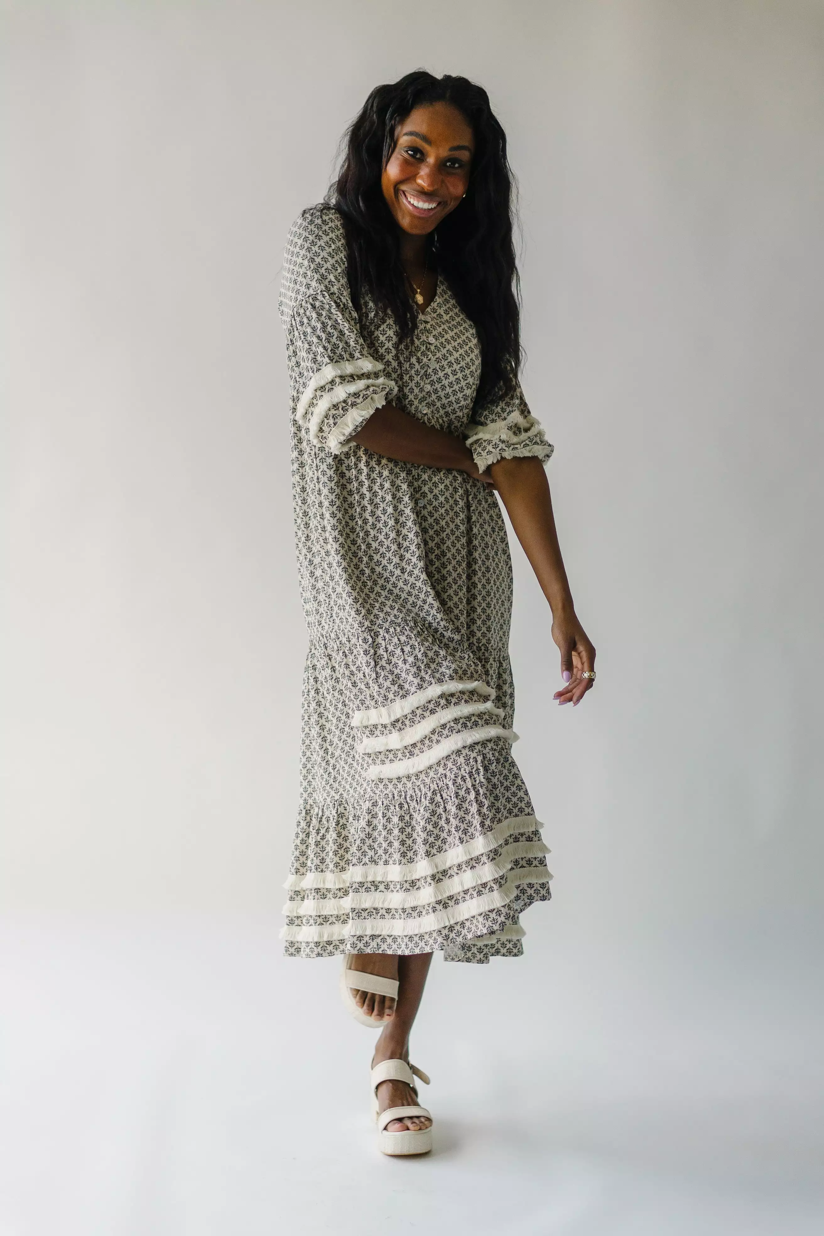 Piper & Scoot: The Soho Fringe Maxi Dress in Cream