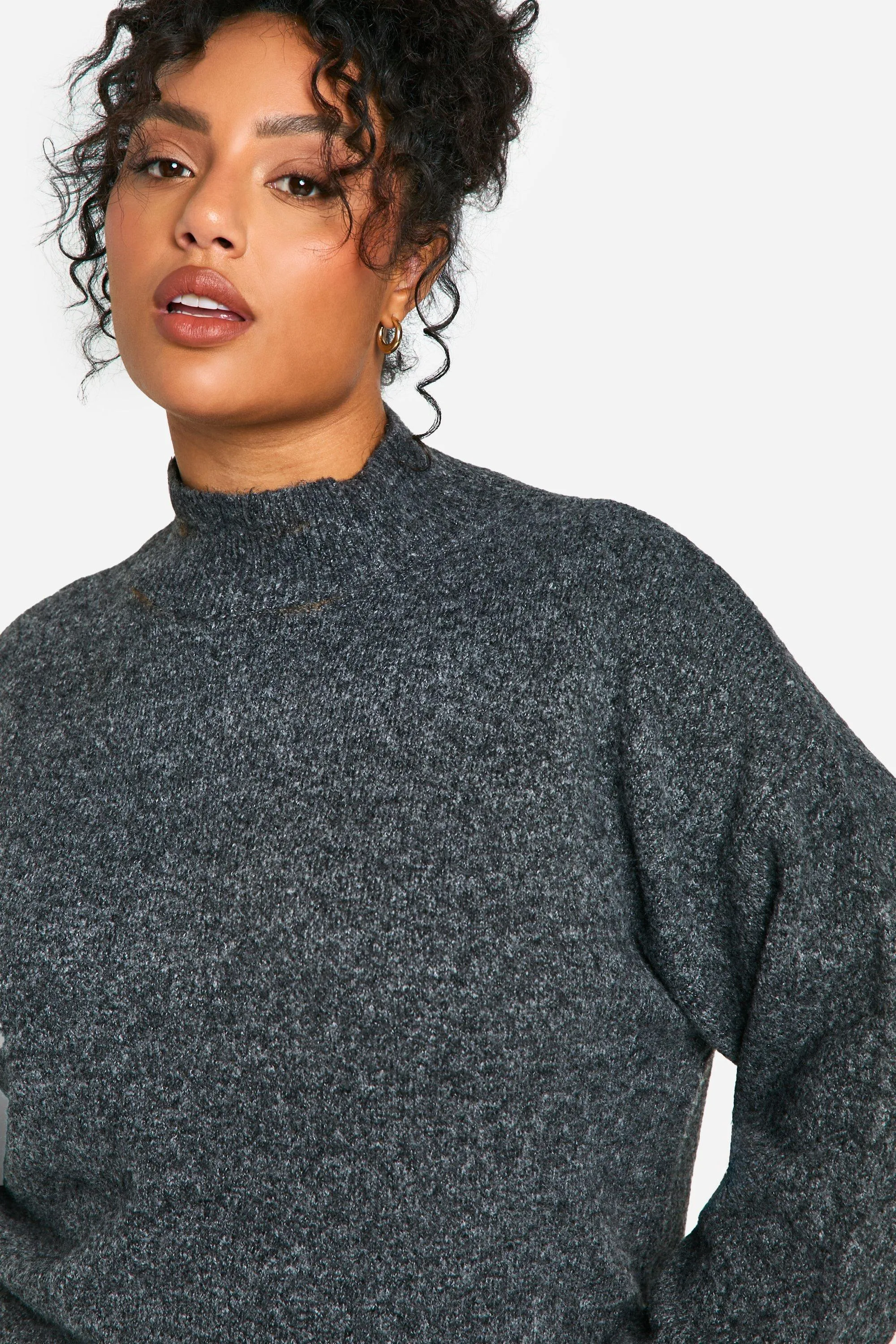 Plus Soft Knit High Neck Sweater