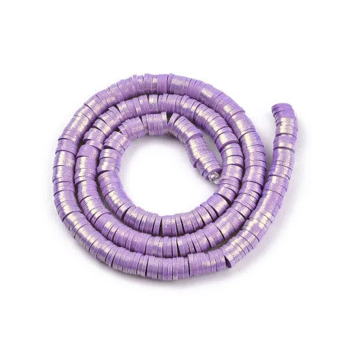 Polymer Clay Beads, Heishi Beads, Round, Pearlized, Lilac, 6mm