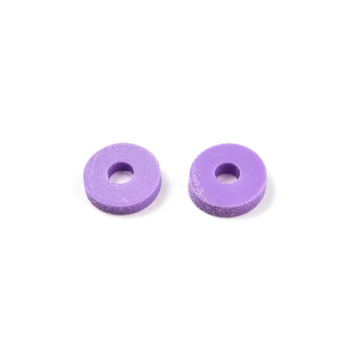 Polymer Clay Beads, Heishi Beads, Round, Pearlized, Lilac, 6mm