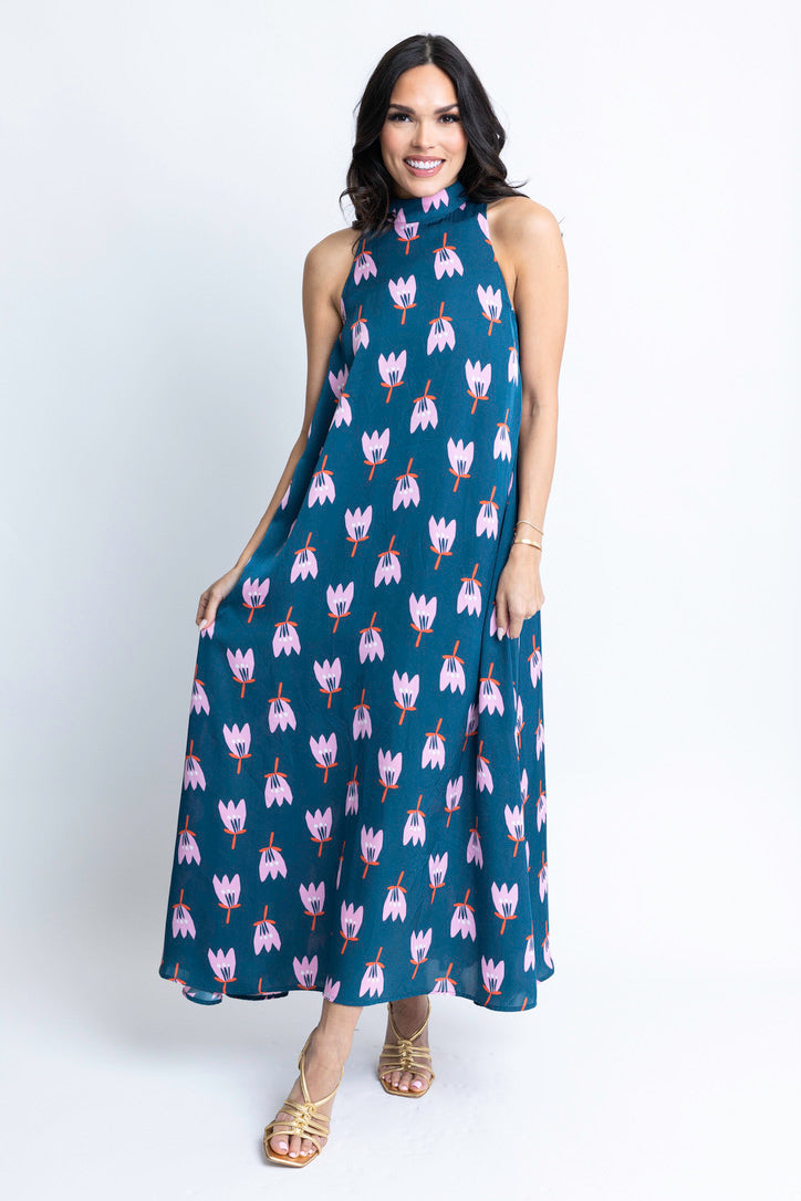 Poppy Satin Halter Maxi Dress