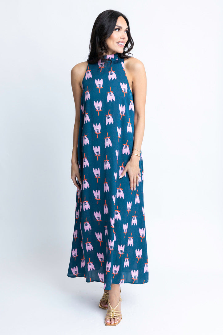 Poppy Satin Halter Maxi Dress