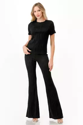 Pretty Pleated Flare Pants Set