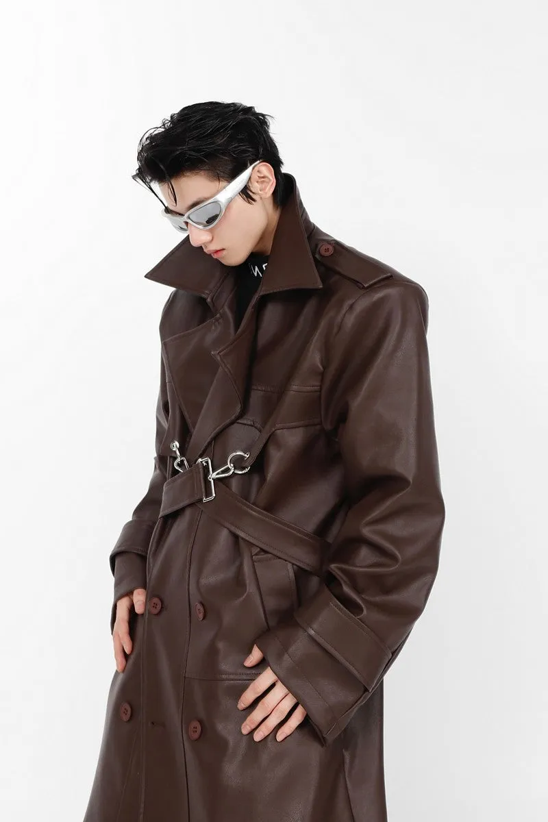 PU Leather Layered Coat