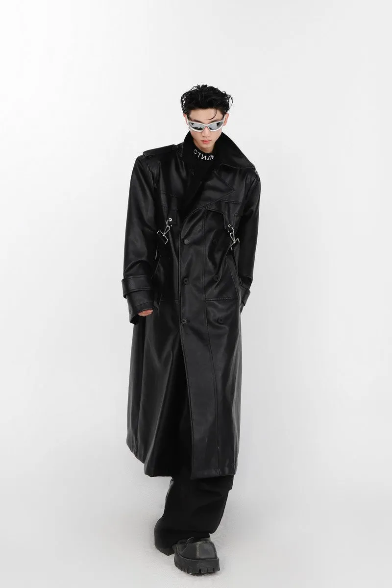 PU Leather Layered Coat