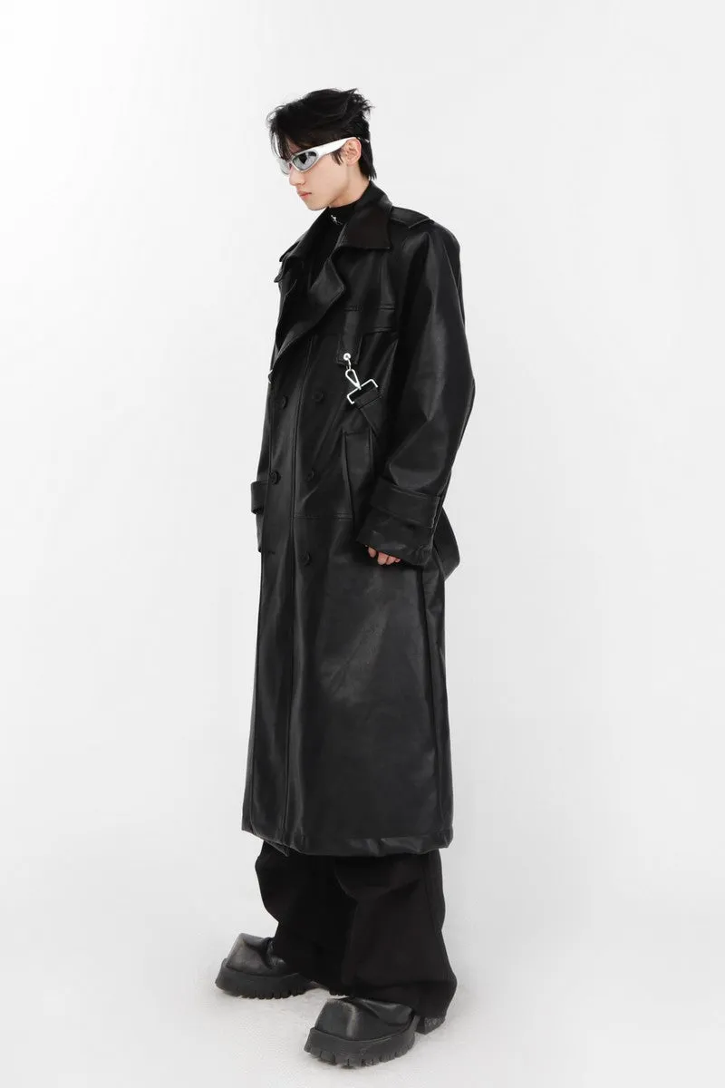 PU Leather Layered Coat