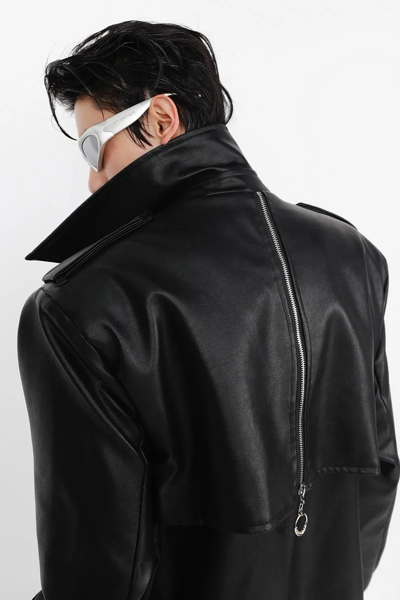 PU Leather Layered Coat