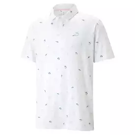 Puma AP CLOUDSPUN Dancing Umbrellas Men's Golf Polo - White