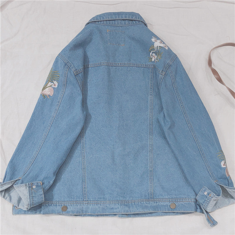 RETRO EMBROIDERY DENIM COAT BY24018