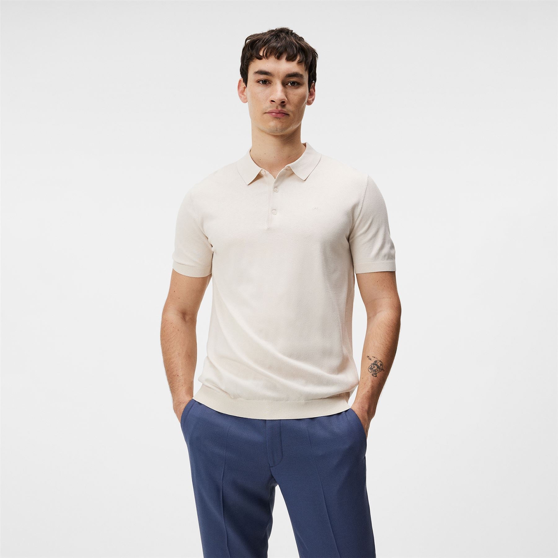 Ridge Rayon Silk Slim Fit Polo Moonbeam Grey - SS24