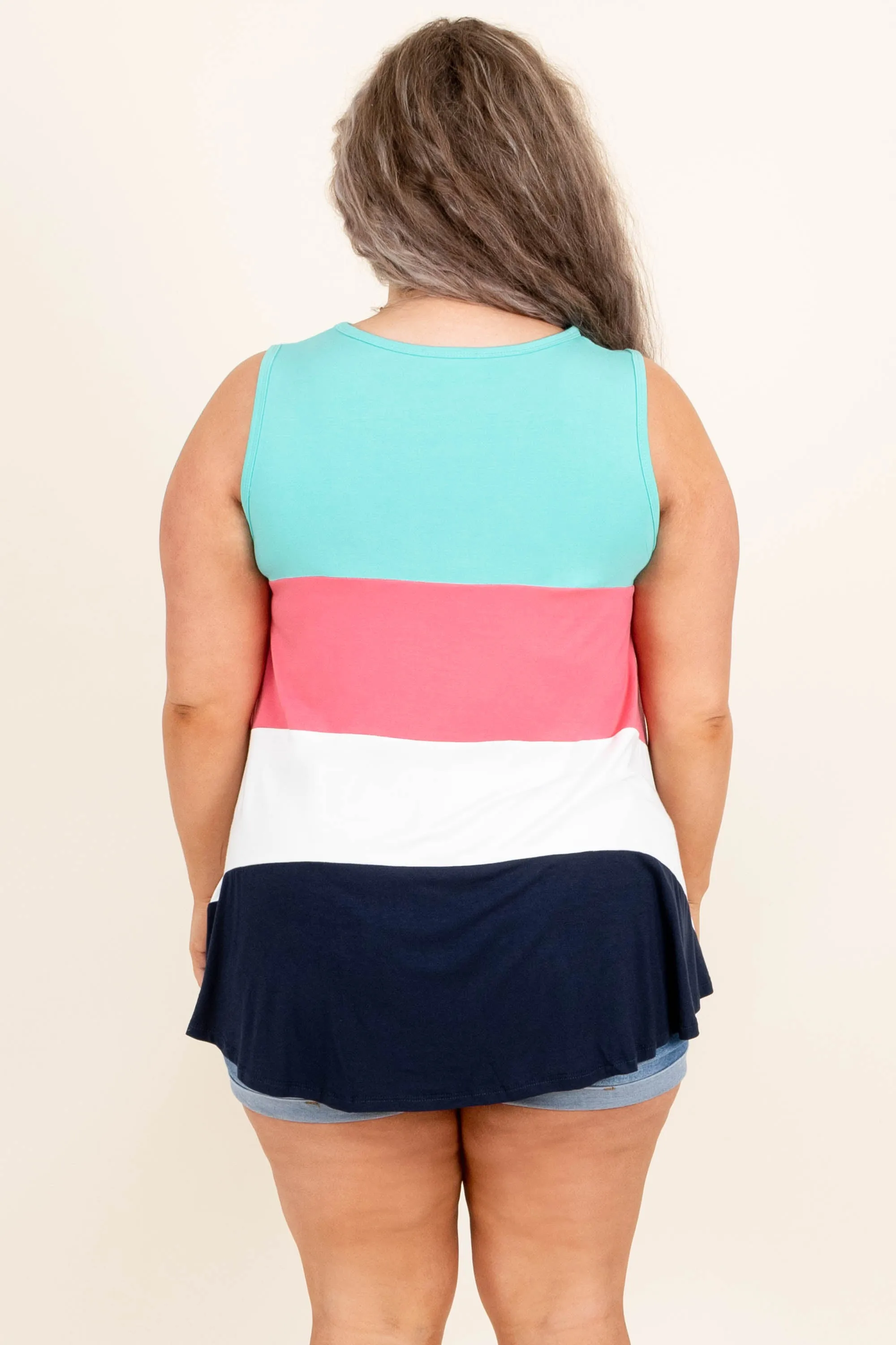 Sailboat Dreams Tank, Mint-Coral Multi