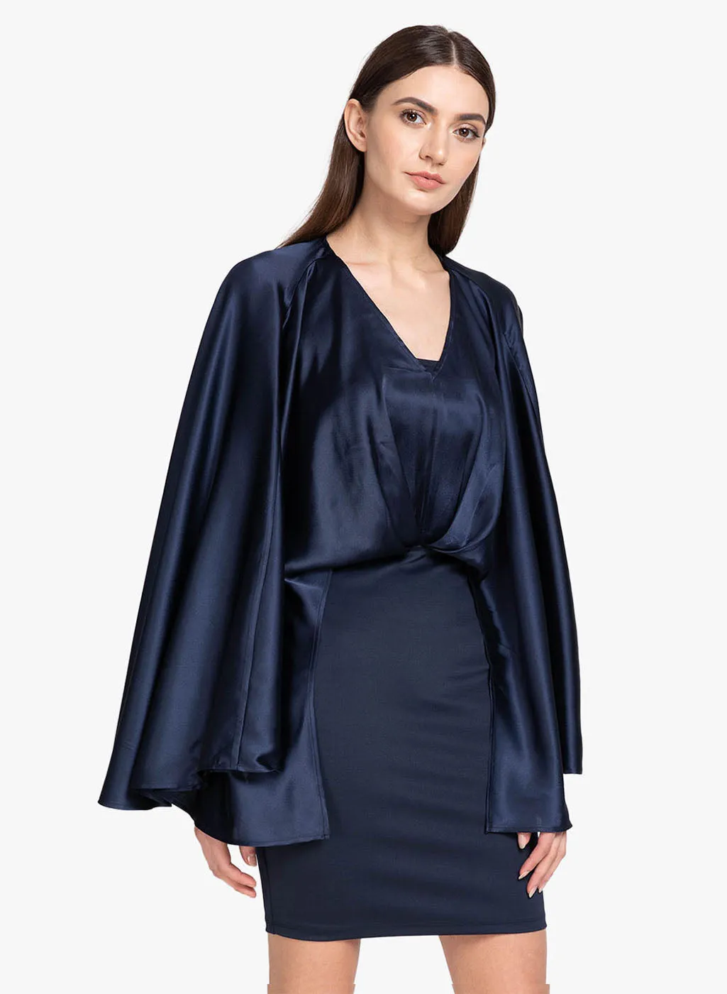 Satin Cape Style Dress