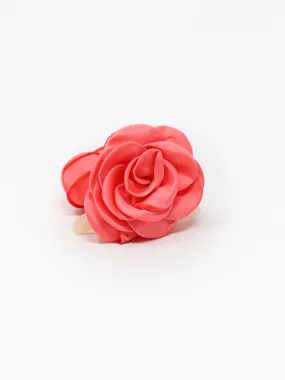 Satin Rose Hair Clip - Coral