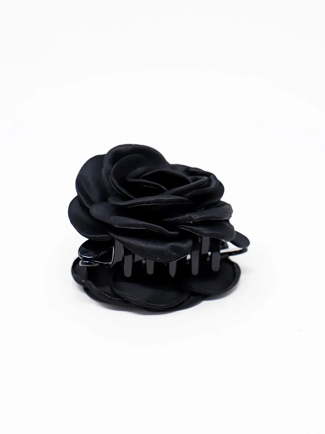 Satin Rose Hair Clip- Black