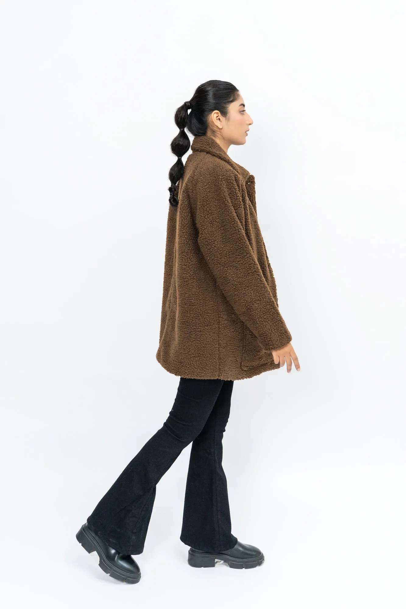 Sherpa Short Coat - Chocolate Brown