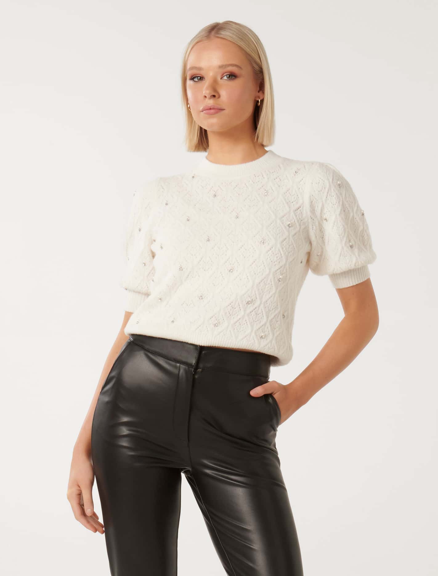 Sierra Embellished Sleeve Knit T-shirt