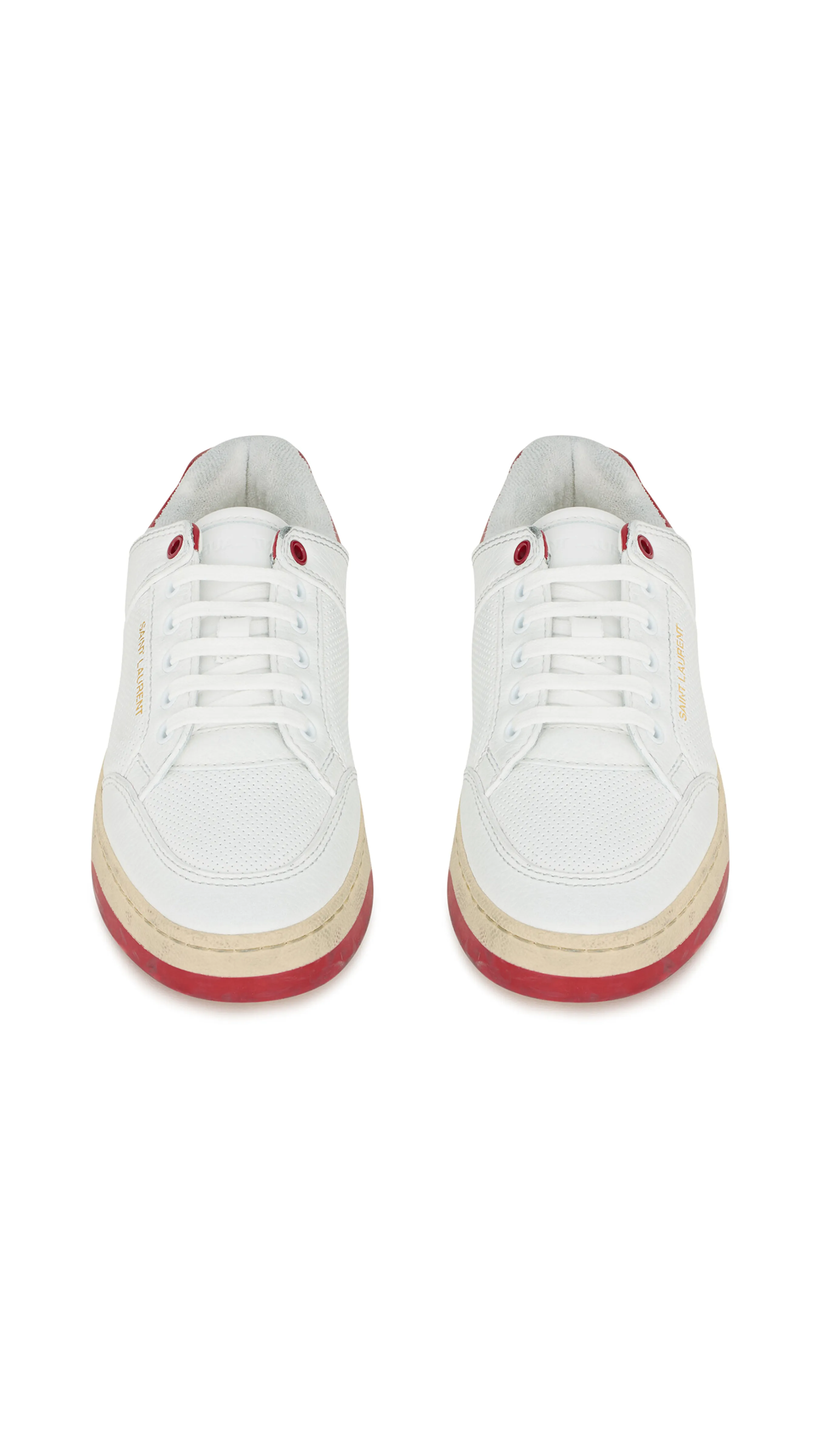 SL/61 Sneakers in Smooth Leather - White/Vintage Red