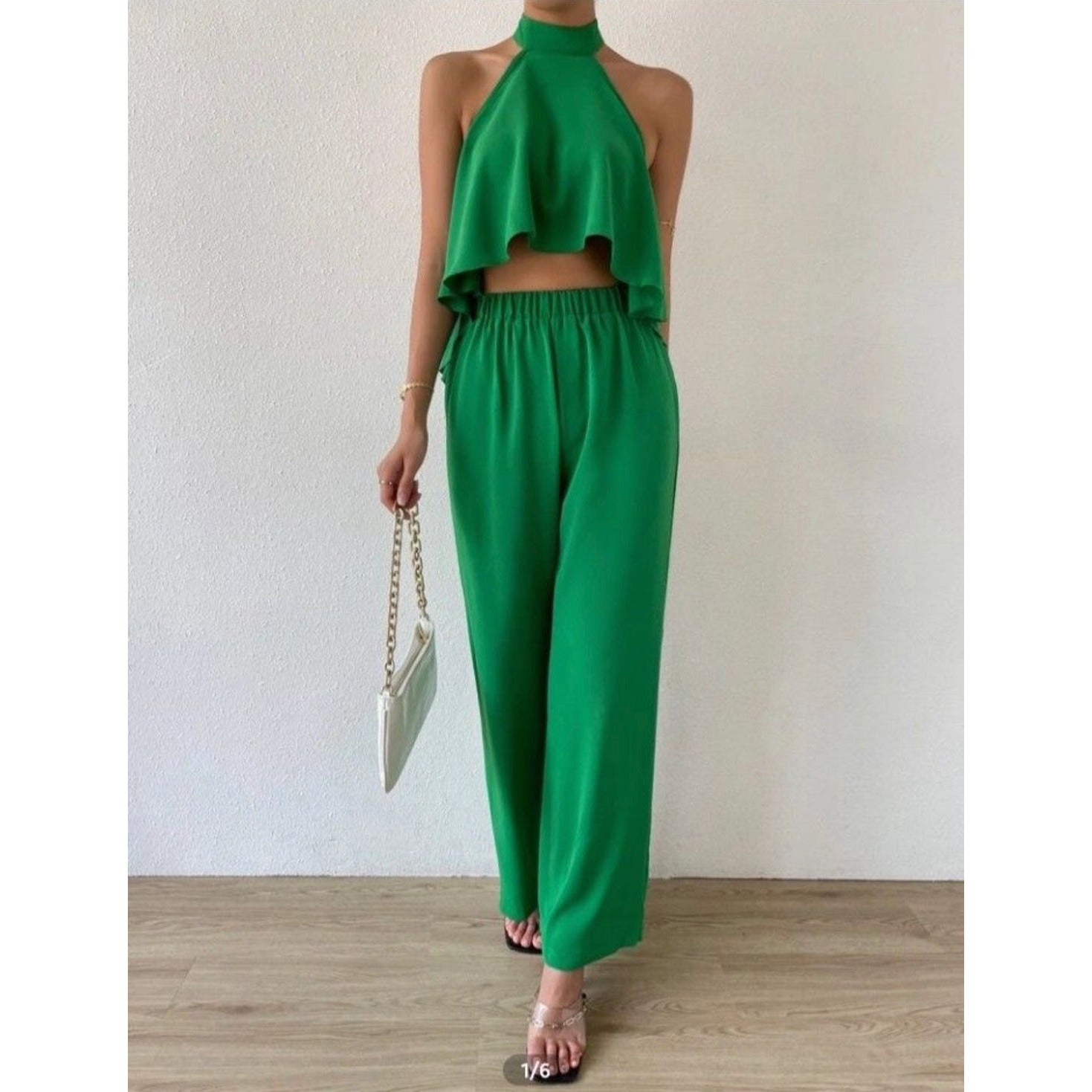 Sleeveless Tops Wide Leg Pants Set