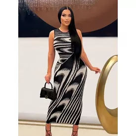 Sleeveless Zebra Print Bodycon Dress