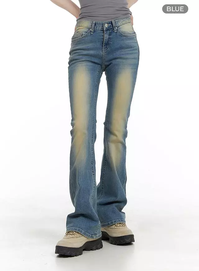 Slim Fit Washed Bootcut Jeans CA402