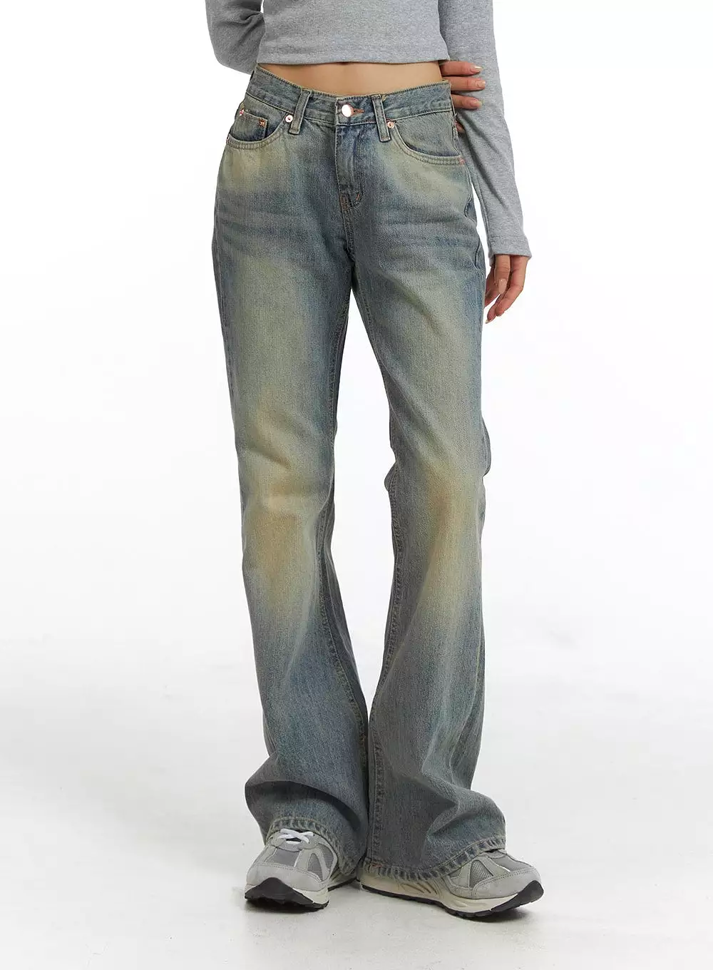 Slim Leg Washed Denim Bootcut Jeans CJ416