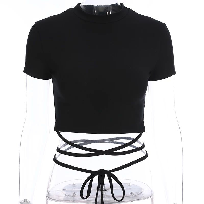 STREET FASHION HIGH WAIST SHORT SLEEVE T-SHIRT BY22311