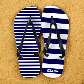 Striped Personalised Flip Flops in Blue