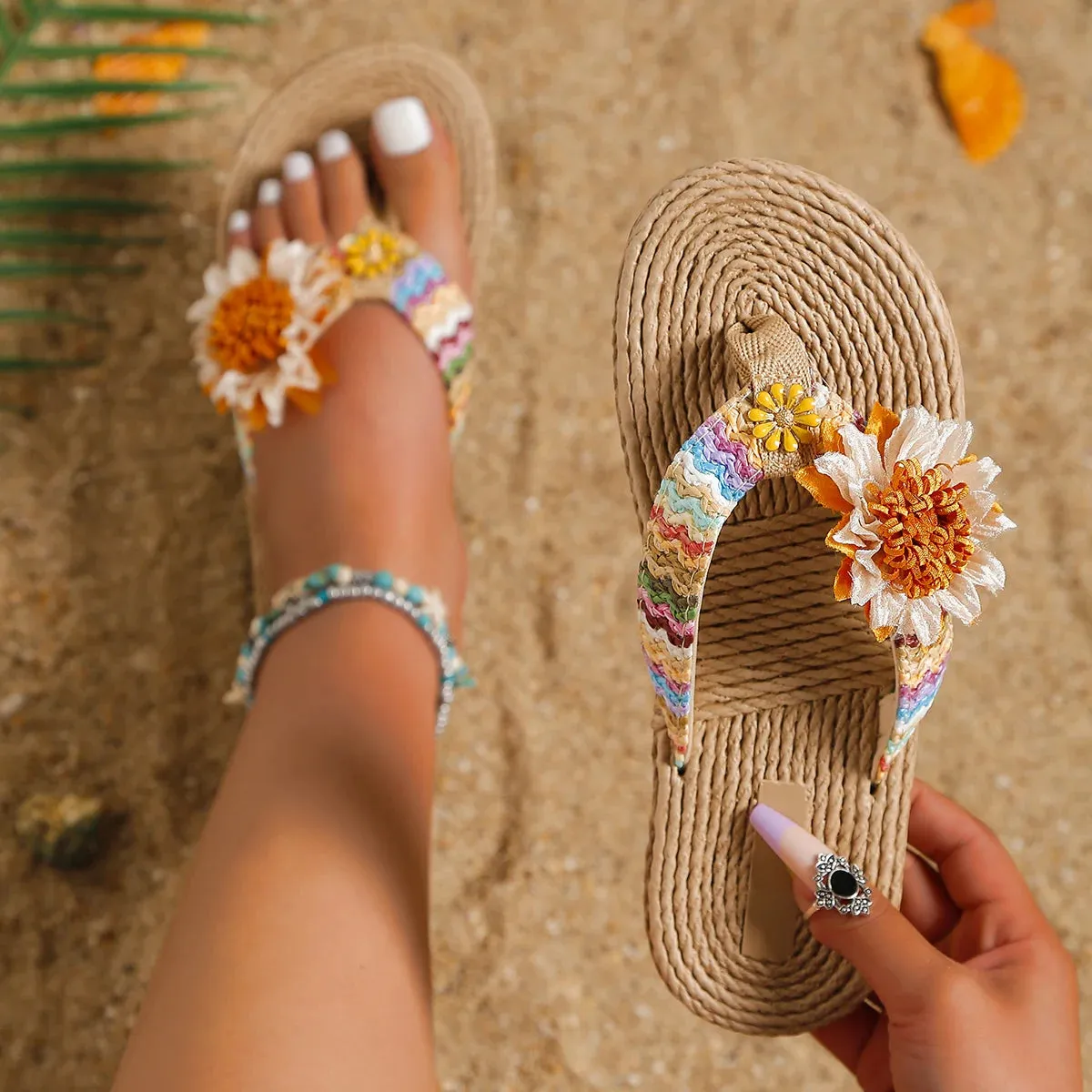 Sunflower anti-slip wear soft sole flat flip flops