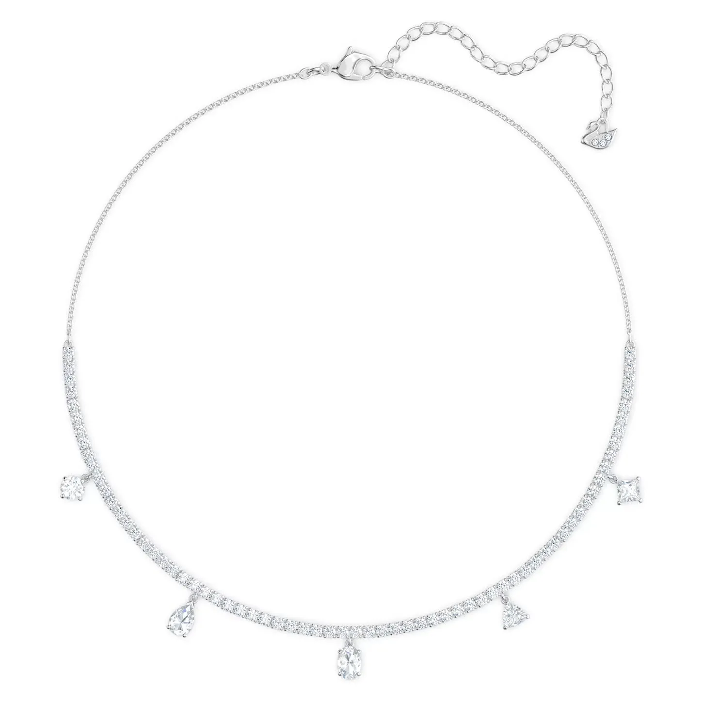 Swarovski Tennis Deluxe Choker Mixed cuts, White, Rhodium plated -5562084