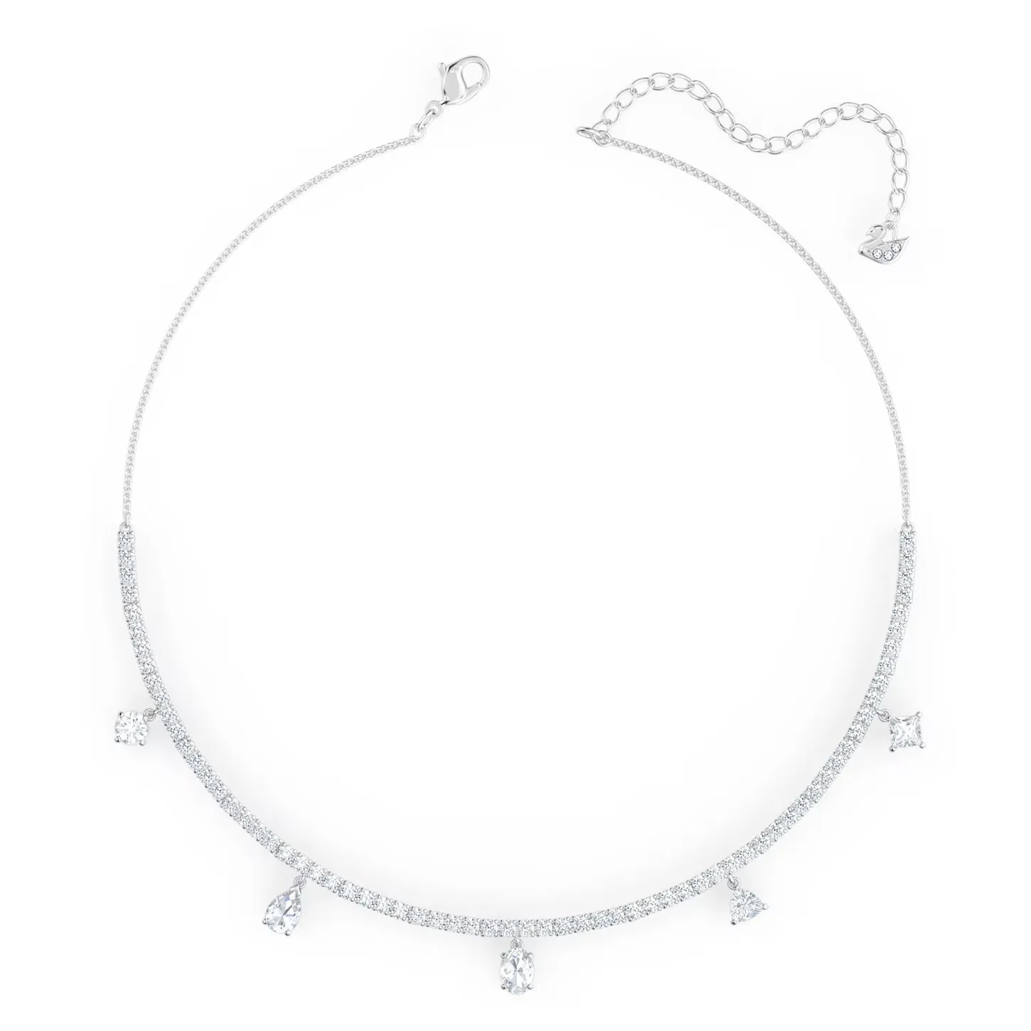 Swarovski Tennis Deluxe Choker Mixed cuts, White, Rhodium plated -5562084