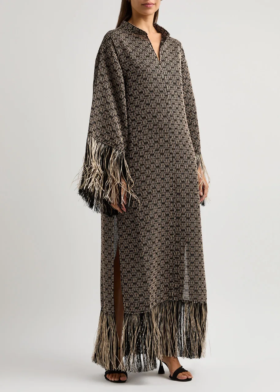 TALLER MARMO Tigris Rattan fringed woven maxi dress  -                         -                     -                