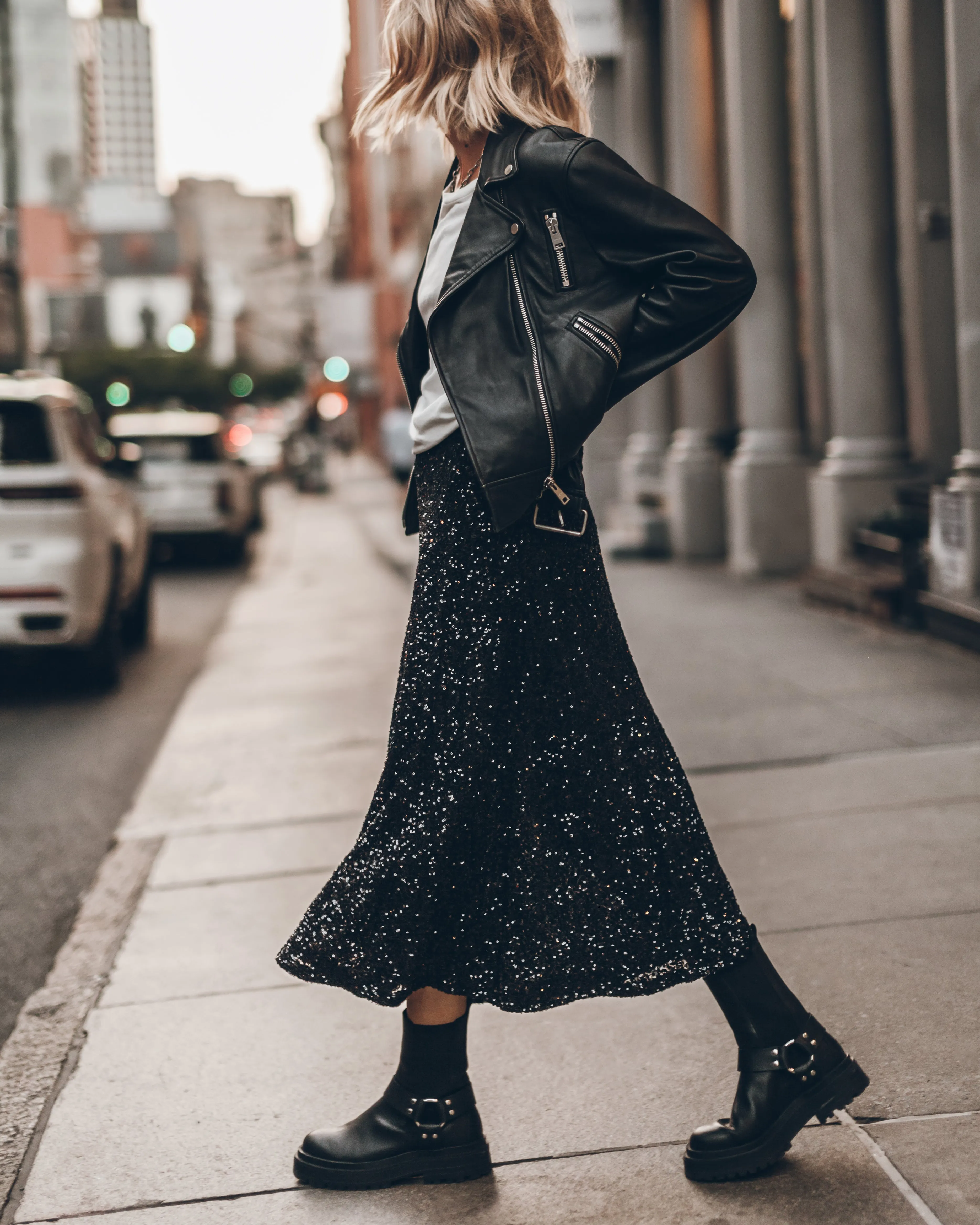 The Black Long Sequin Skirt