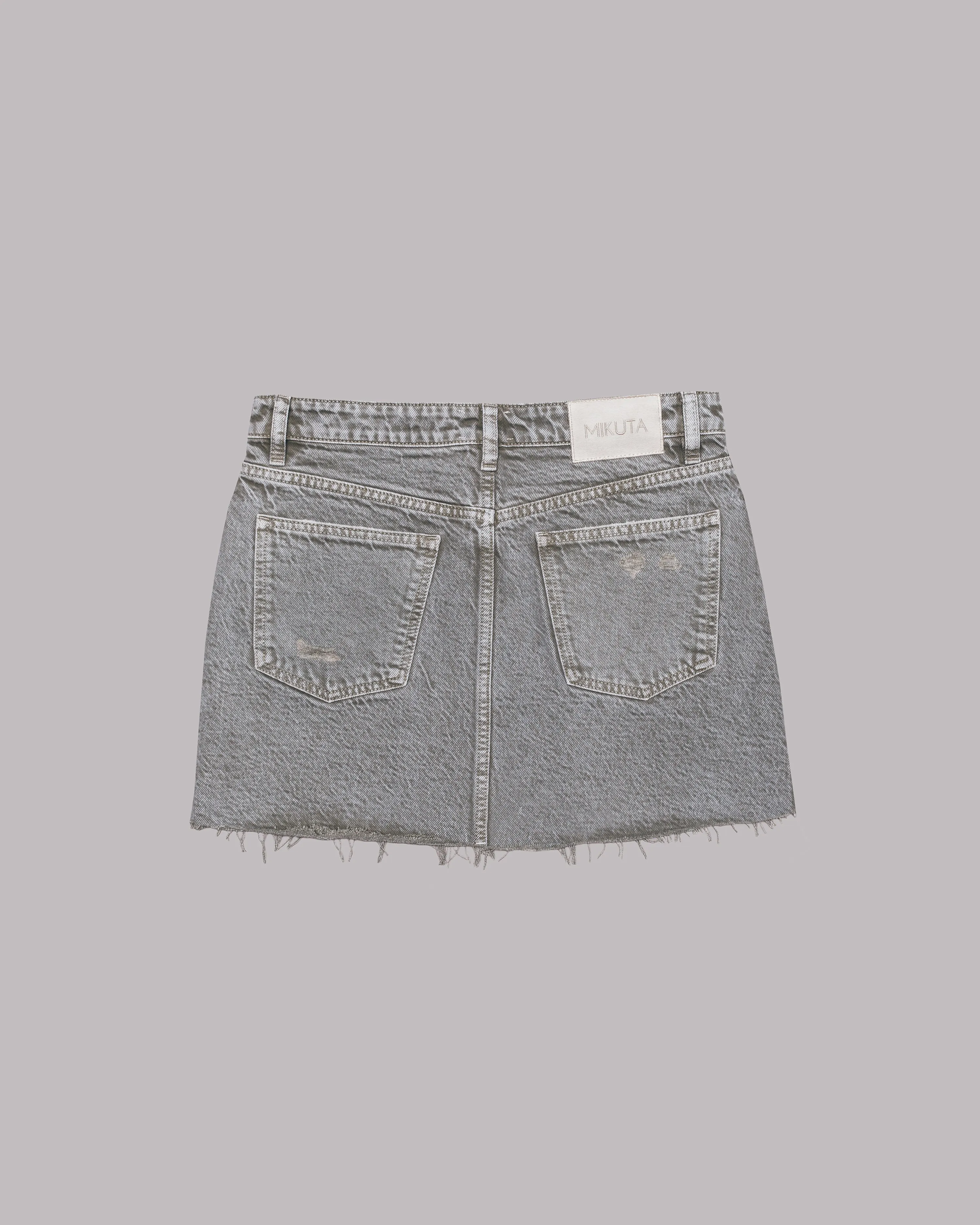 The Khaki Faded Denim Skirt