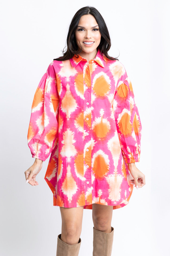 Tie Dye Poplin Oversized Dress