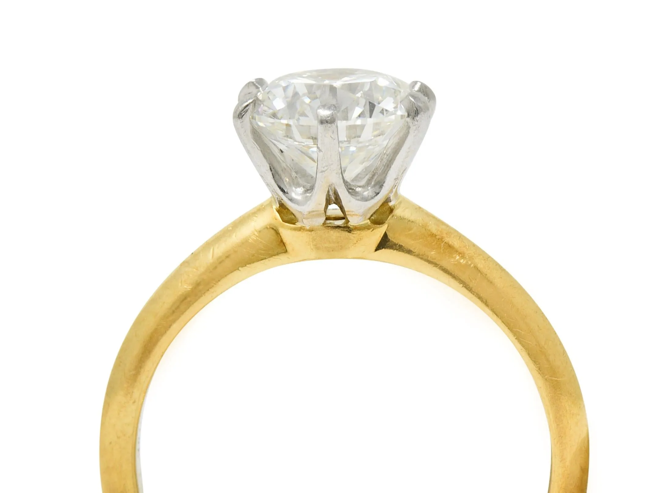 Tiffany & Co. 1.65 CTW Diamond Platinum 18 Karat Yellow Gold Solitaire Engagement Ring GIA