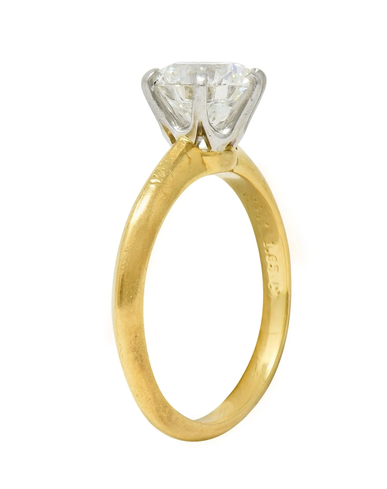 Tiffany & Co. 1.65 CTW Diamond Platinum 18 Karat Yellow Gold Solitaire Engagement Ring GIA