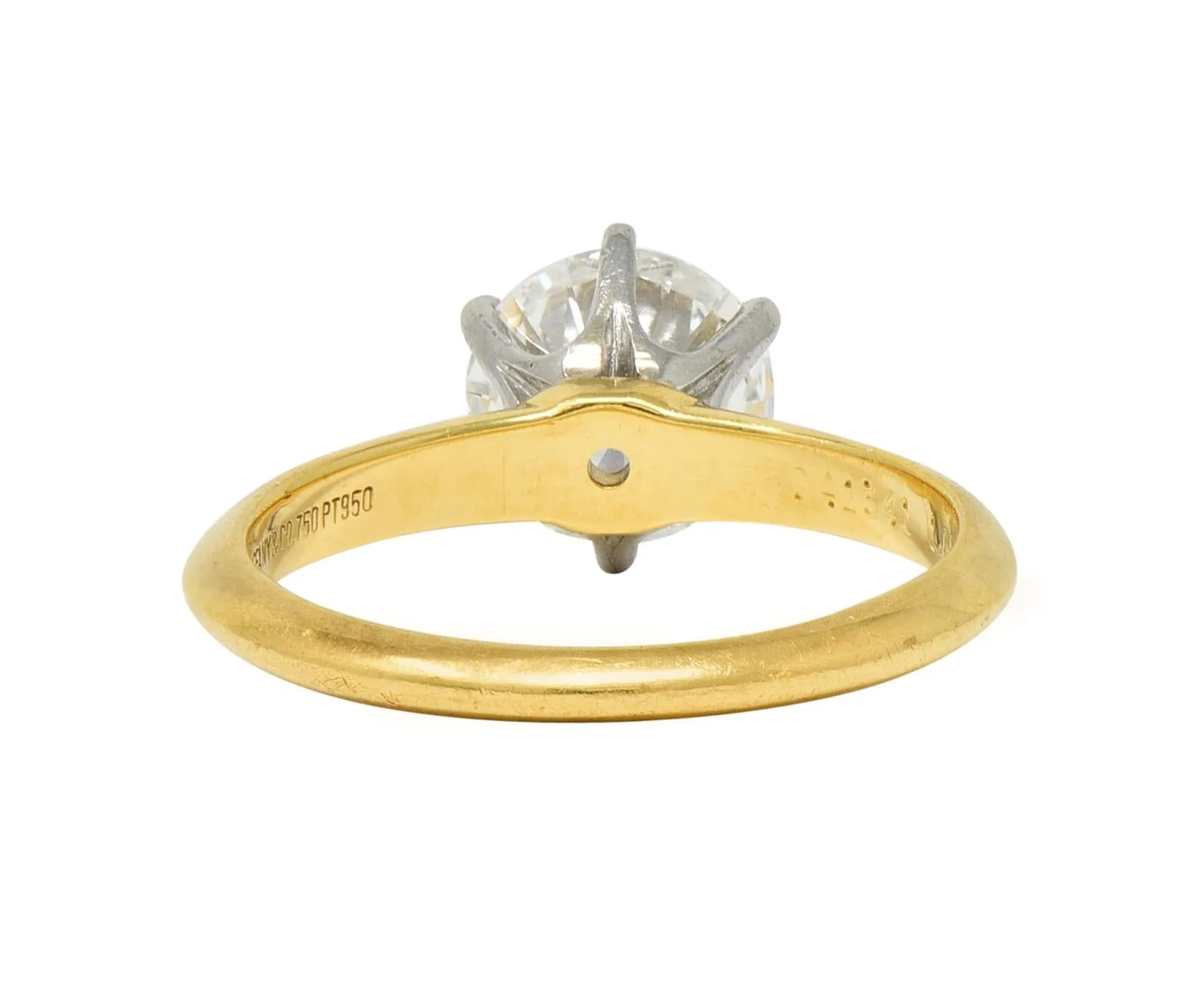 Tiffany & Co. 1.65 CTW Diamond Platinum 18 Karat Yellow Gold Solitaire Engagement Ring GIA