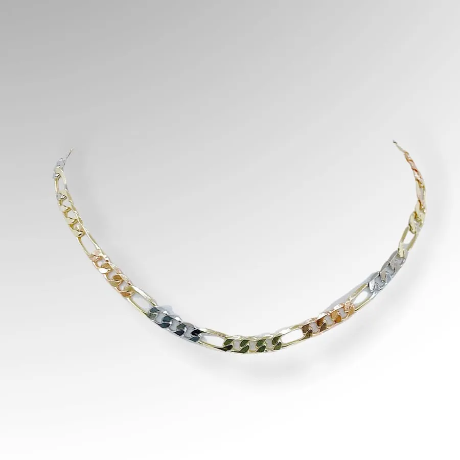 Tri-color figaro choker chain 18k of gold plated