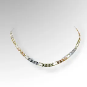 Tri-color figaro choker chain 18k of gold plated