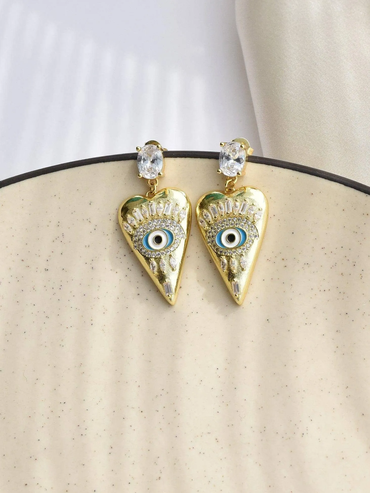 Triangular Evil Eye Drop Earrings