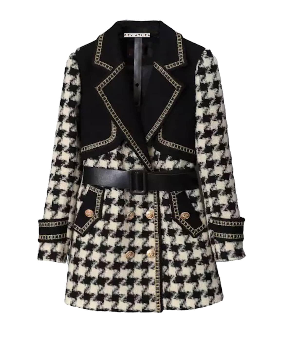 Tweed Belted Woolen Coat