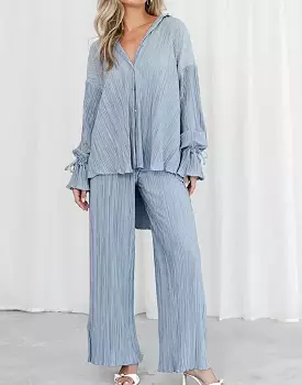 Two Piece Oversized Shirt Pants Set