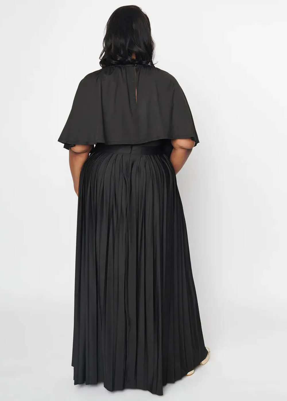 Unique Vintage Minerva 70's Cape Maxi Dress Black