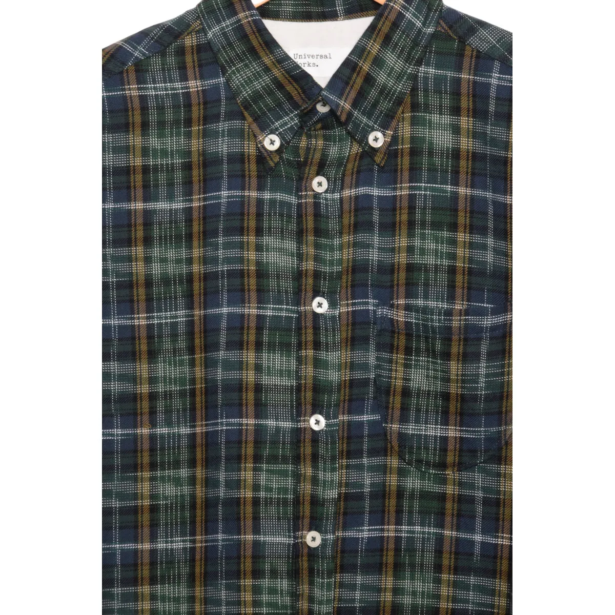 Universal Works Daybrook Shirt 29151 Ikat Twill Check green