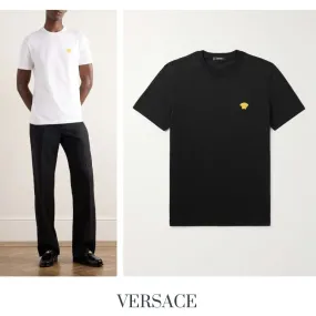 VERSACE  |Cotton Short Sleeves Logo Luxury T-Shirts